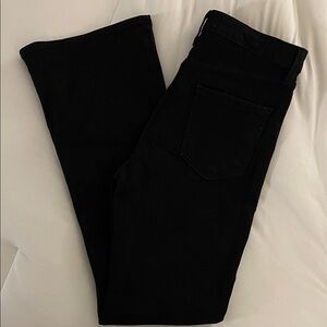 Just Black Denim Front Split Flare Leg Jeans in Deep Black